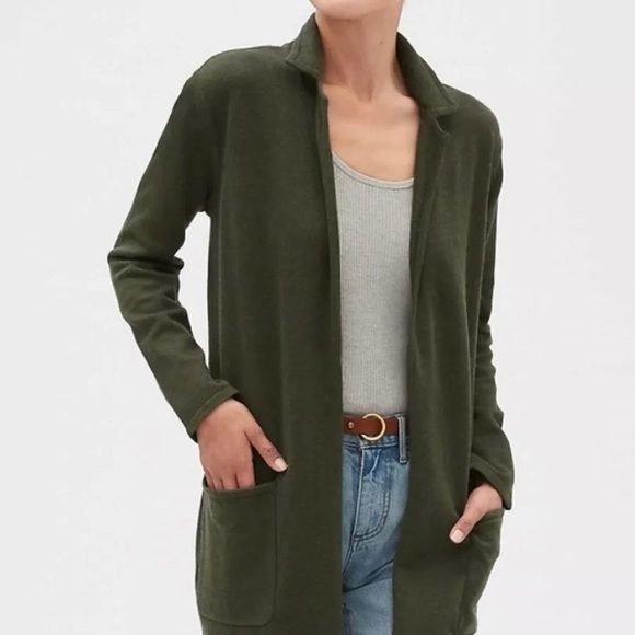 green duster sweater